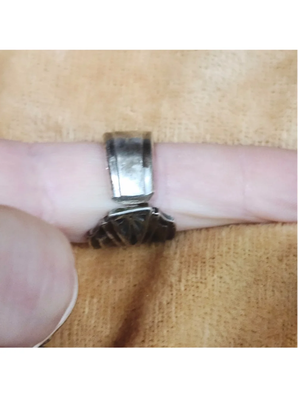 Aged Engraved S Spoon Handle Ring Size 8